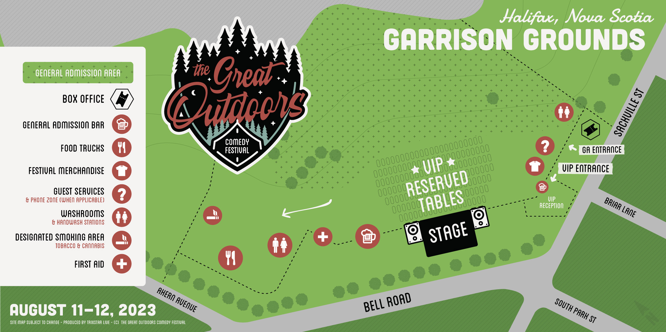 GOCF 2023 Halifax Site Map - Garrison Grounds, Citadel Hill