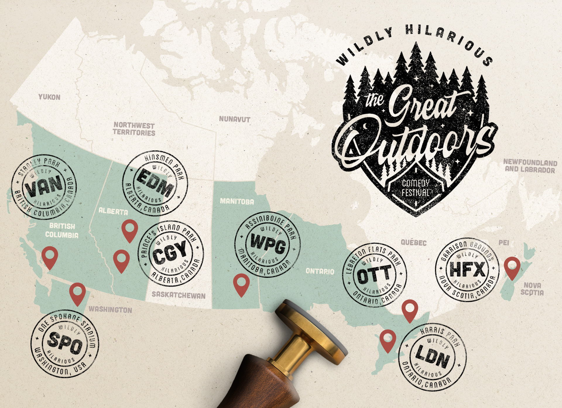 Great Outdoors Comedy Festival - 2024 Cities - Spokane, Vancouver, Edmonton, Calgary, Winnipeg, Ottawa, London, Halifax - Live Comedy Events in incredible outdoor community spaces!